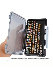 1 pieza Caja de almacenamiento de pendientes portátil para viajes, Caja de almacenamiento de joyas de gran capacidad, Caja de almacenamiento de pendientes compacta, Caja de almacenamiento de pendientes pequeña, Estante de exhibición de pendientes con ranuras de espuma, Caja de almacenamiento portátil, Estante de pendientes portátil - Multicolor - Ver 10