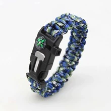 Pulsera trenzada de paracord para exteriores, pulsera de supervivencia multifuncional 5 en 1 con brújula de paracord - Multicolor - Ver 9