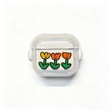 1 pieza Estuche transparente blanco para auriculares con diseño de soporte giratorio, estilo retro y minimalista con flores de colores, apto para AirPods 1/2/3/4/Pro/Pro2/Pro3 [Solo el estuche, los auriculares no están incluidos] - Multicolor - Ver 8