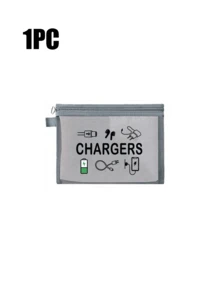網格化妝包印有「Charger」字母，便攜式收納包，多功能收納包，化妝包，護膚包，旅行必需品，宿舍用品，珠寶收納，口紅和化妝品收納包。適合商務人士和旅行者，實用便攜式收納包，完美用於存放旅行、辦公室和居家數位配件，推薦作為節日和生日禮物 - 彩色 - 查看 18
