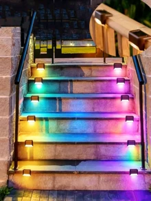 16 Packs Outdoor Solar Deck Lights, Waterproof Outdoor Decorate Lights, Solar Garden Lights, Outdoor Fence Lights, Solar Step Lights, Warm LED Lights, For Outdoor Stairs, Step, Fence, Garden, Balcony, Yard, Patio, And Pathway - Brown Shell - View 4