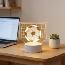 1個籃球造型3D壓克力夜燈，USB供電籃球LED燈，居家室內裝飾夜燈，桌面藝術裝飾照明，適合籃球迷生日派對節日的理想禮物，家居裝飾 - 足球 - 查看 3