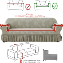 1pc Plush Fabric Anti-Slip Elastic Decorative Sofa Cover, Jacquard Leaf Pattern, Pet Proof, Suitable For 1/2/3/4 Seater Sofa, All Season - Light Grey - View 15