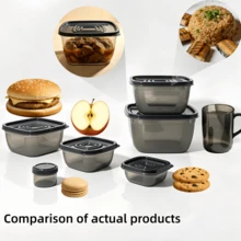 6 Packs Leak-Proof Stackable Food Containers, PP Microwave Dishwasher Freezer Lunch Boxes, Reusable Meal Prep Storage Boxes For School Office Picnic Travel Home Kitchen Accessories, Black & White - Multicolor - View 5