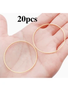 20pcs Stainless Steel Large Round Earring Hoops Earring Hooks Earring Pendants DIY Jewelry Making Accessories - Gold - View 6