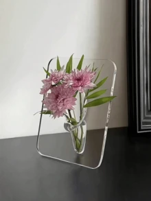 2个透明亚克力方形花瓶，简约透明桌面花架，现代家居装饰点缀。亚克力材质，水培设计，适用于客厅、餐桌、卧室花卉展示，是婚礼派对房间美学装饰的理想之选，也是桌面摆件的完美之选。 - 花瓶 - 查看 11