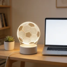 1個籃球造型3D壓克力夜燈，USB供電籃球LED燈，居家室內裝飾夜燈，桌面藝術裝飾照明，適合籃球迷生日派對節日的理想禮物，家居裝飾 - 足球 - 查看 7