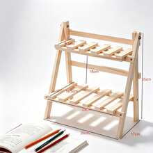 2-Tier Trapezoid Desktop Shelf Handmade Wooden Folding Minimalist Desk Organizer Rack, Trapezoid Desktop Display Shelf, Double-Layer Fixed Storage Rack With Crossbar, Suitable For Bedroom Nightstand, Vanity, Study Room, Dorm, Cafe And More - White - View 4