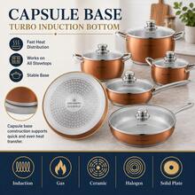 5pcs Vintage Floral Enamel Cookware Set, 16-24cm Graduated Sizes, Steel Rim Durable Pots With Glass Lids, Large Capacity - View 5