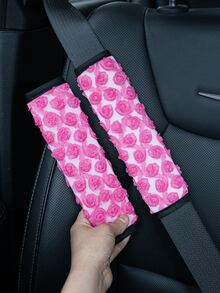 3D玫瑰花汽车安全带肩垫,柔软透气网布填充安全带肩套,通用防磨损安全带保护套,可爱花卉汽车内饰装饰配件,适用于轿车、卡车、SUV - 網紗玫瑰 - 查看 17