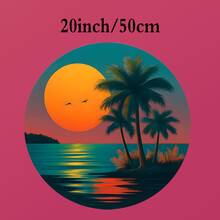 1 miếng dán tường tự dính hình tròn tối giản phong cách nhiệt đới với hình cây cọ và hoàng hôn, có thể tháo rời, họa tiết biển và chim chóc chuyển sắc, làm bằng polypropylene, chống thấm nước và chống phai màu, thích hợp cho văn phòng, không gian thương mại, cửa sổ, tường, phòng khách, phòng ngủ, phòng tắm. Món quà hoàn hảo cho những người yêu thích nghệ thuật tối giản và biển cả. - Nhiều màu - Xem 15