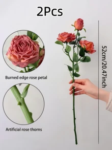 1/2/5pcs Burgundy Vintage Style Artificial Roses, Long Stem Silk Roses, Suitable For Home Decor, Room Decor, Wedding Decor, Bedroom Decor, Tabletop Decor, Birthday Party Decor, Garden Decor, Indoor Outdoor Decor, Spring Summer Decor - Burgundy - View 9