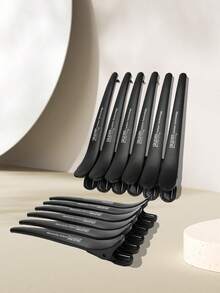 6pcs Carbon Fiber Seamless Hair Clips Set, Suitable For Professional Salon Hairstyling - Black - View 8