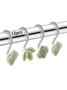 12pcs Green Leaf Decorative Hooks, Iron Material, Durable And Rust-Proof, Green Leaf Style Hooks To Decorate Indoor Space With Fresh Vibe, Recommended Summer Item, Gift & Card - Green - View 1