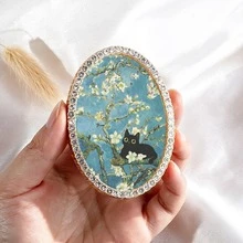 1個金屬冰箱磁鐵，橢圓形復古裝飾磁鐵，黑色貓咪在樹枝上的圖案，手工水鑽裝飾冰箱磁鐵，完美禮物，居家裝飾！ - 均碼 - 查看 7