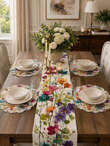 1/2pcs Colorful Watercolor Butterfly Table Runner And Placemat Set, Spring Country Style Restaurant Table Decoration, Suitable For Kitchen, Parties, Holidays And Everyday Use, Bohemian Home Decor. - Multicolor - View 11