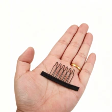 Bộ mũ đội tóc giả kèm lược - Mũ đội tóc giả lưới ren + 5 lược cài tóc giả điều chỉnh được, mũ đội tóc giả màu đen thoáng khí cố định tóc giả chắc chắn, Halloween - Xem 5