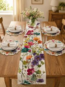 1/2pcs Colorful Watercolor Butterfly Table Runner And Placemat Set, Spring Country Style Restaurant Table Decoration, Suitable For Kitchen, Parties, Holidays And Everyday Use, Bohemian Home Decor. - Multicolor - View 2