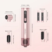 UKLISS 5合1專業美髮造型套組（捲髮/波浪/直髮/順滑/豐盈/內捲/外捲）LED溫度顯示+3段溫度設定｜5款可替換髮頭，可拆卸自動捲髮器｜聖誕禮物與旅行必備（粉金/黑金/藍金） - 英規插(220-240V) - 查看 11
