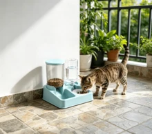 HOMYGO 2-In-1 Pet Water And Food Dispenser, 1.5L + 1L Automatic Feeder And Waterer For Cats And Small Dogs, Spill-Proof Design And Easy To Clean - 1.5L+1L - 查看 2