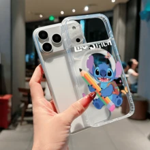Disney Lilo & Stitch Phone Case - Backpack‑Wearing Stitch Holding Oversized Rainbow Pencil, Surrounded By Butterflies & Sparkles, White "Lilo & Stitch" Lettering, Cute School‑Style Art, Compatible With IPhone 17, 16, 15, 14, 13, 12, 11 Pro Series And Galaxy S22, S23, S24, S25 Models, Ideal For Students, Back‑To‑School Gifts. - Trong sáng - Xem 4