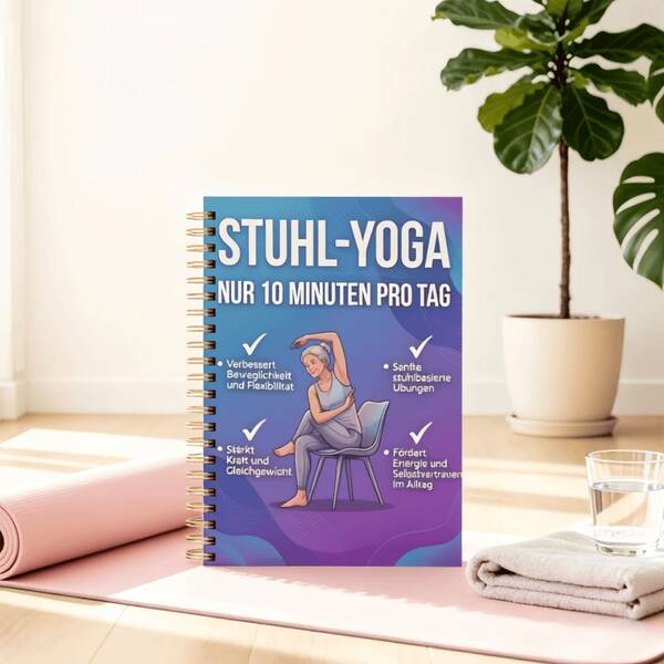 1pc Wellness & Fitness Theme Spiral Notebook, Chair Yoga Art Journal For Daily Planning & Motivation, A5 Size Stationery