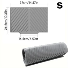 Silicone Dish Drying Mat , Non-Slip Drain Pad With Built-In Drain, Quick-Drying Mat For Pots, Pans, And Cutlery, Countertop Protector. Kitchen Essential - Multicolor - View 14