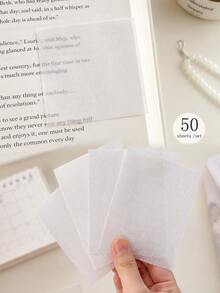 3pcs Elegant Pearl Transparent Memo Pads, 150 Reusable Transparent Notes, Suitable For Book Annotation, School Supplies, And Cute Desktop Decor - Satu-Ukuran - View 4