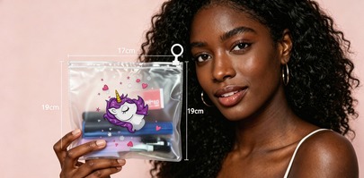 Bfbeautiful face Bolsa de Maquillaje Transparente con dibujo, Estuche Cosmético Impermeable 25x20cm, Organizador de Viaje con Cremallera para Mujeres y Niñas