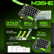 ATTACK SHARK M36HE Wired Gaming Keyboard: Single-Handed Keyboard, 8K Polling Rate, 128-Zone Scanning, 0.01ms RT Precision, 0.1ms Response Time, Custom Magnetic Fully Fluorinated Switches, Hot-Swappable Keycaps, Fashionable Compact Design - View 3