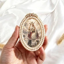 1pc Exquisite Refrigerator Magnet, Vintage Oval Decorative Magnetic Sticker, Handcrafted Metal With Rhinestones, Interesting Godfather Holding Cat Pattern Fridge Magnet, Perfect Gift, Home Decor! - one-size - View 12