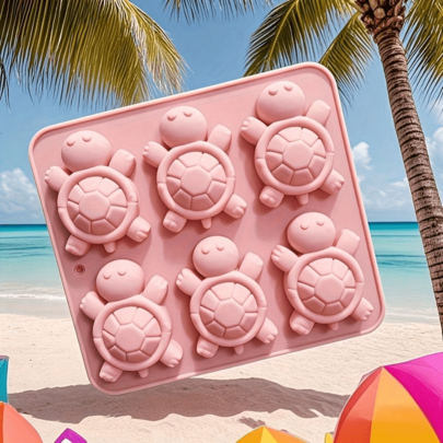 1pc 6-Cavity Turtle Shaped Ice Cube Tray, Cute Shaped Ice Mold, Resin Casting Mold, Suitable For Whiskey, Cocktails And Baking, Silicone Mold Also Suitable For Easter And Holiday Decorations, Party Supplies, Kitchen Decor, Holiday Essentials
