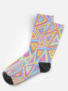 Calzini da uomo con stampa 360° - Calzini streetwear, geometrici, a diamante, triangolari, con animali, colorati, hip hop, adatti per uso quotidiano, vacanze & occasioni di festa - Multicolore - Visualizzare 3