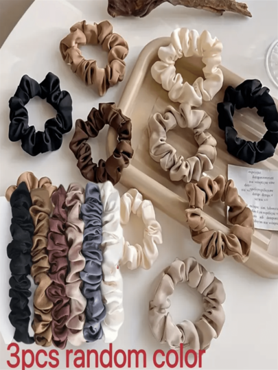 3pcs Random Color Vintage Scrunchies, High Elasticity - Very Suitable For Indoor Home Use, Outdoor Activities, Outings, Travel, And Other Occasions