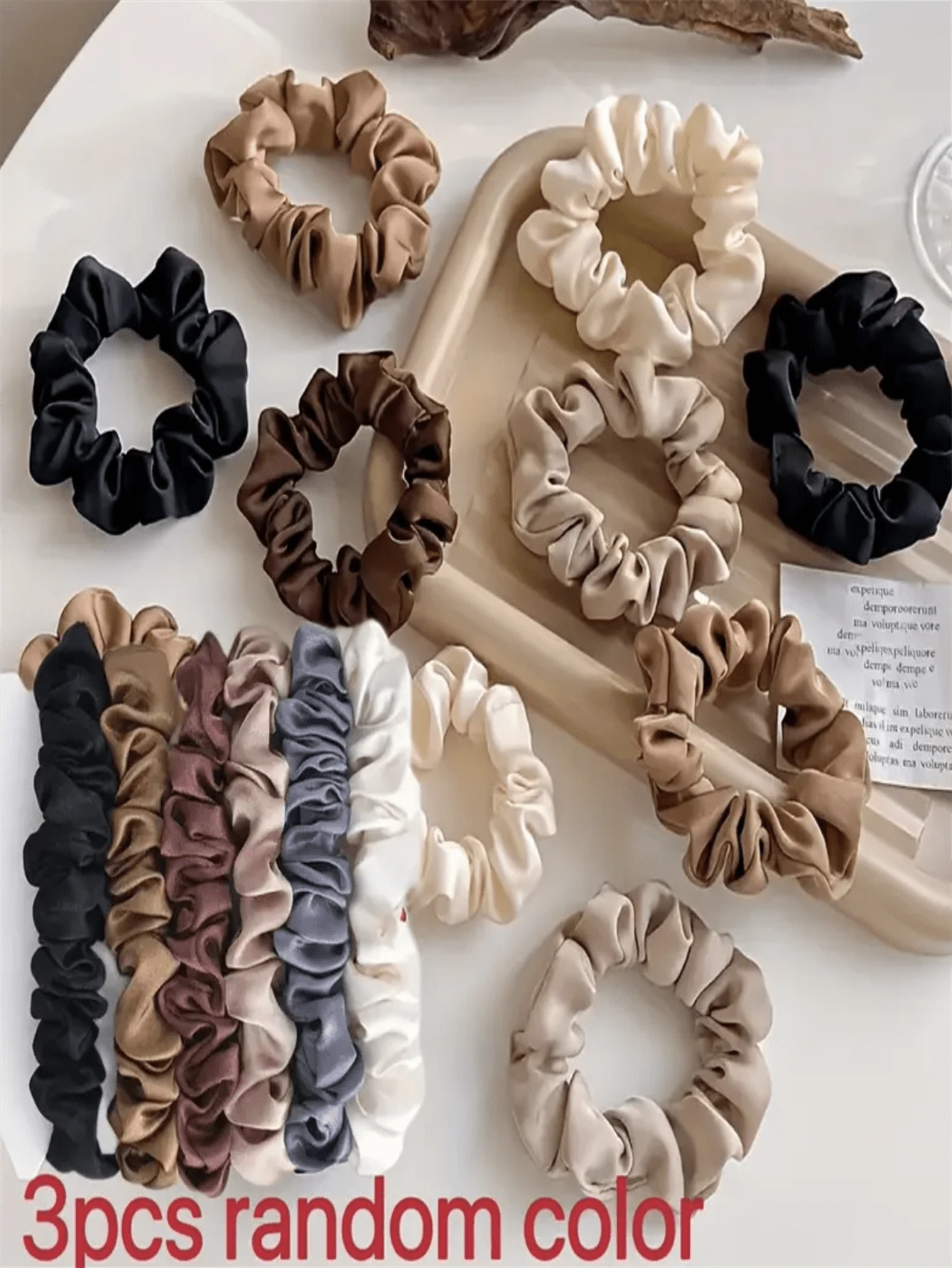 3pcs Random Color Vintage Scrunchies, High Elasticity - Very Suitable For Indoor Home Use, Outdoor Activities, Outings, Travel, And Other Occasions - Multicolor - View 1