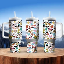 Disney Minnie & Mickey Mouse 40 Oz Tumbler With Handle And Straw, Stainless Steel Vacuum Insulated Travel Mug, Cute Reusable Water Bottle Cup For Hot & Cold Drinks, Magic Theme Park Gift - Ác mộng - Xem 3