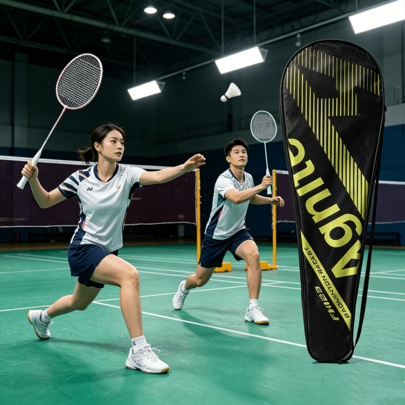 1 Set Iron Alloy Badminton Racket Kit, Ideal Choice For Beginner Enthusiasts, Balancing Ultra-Lightweight Feel And Durable Performance. Adopts Iron Alloy Split Structure, High Strength And Toughness, Resistant To Deformation And Breakage, More Durable For Daily Play, High-Tension Strings Resistant To Breakage. Ultra-Lightweight Design Reduces Swing Fatigue, Suitable For Leisure, Entertainment And Daily Training, Catering To Both Defense And Offense.