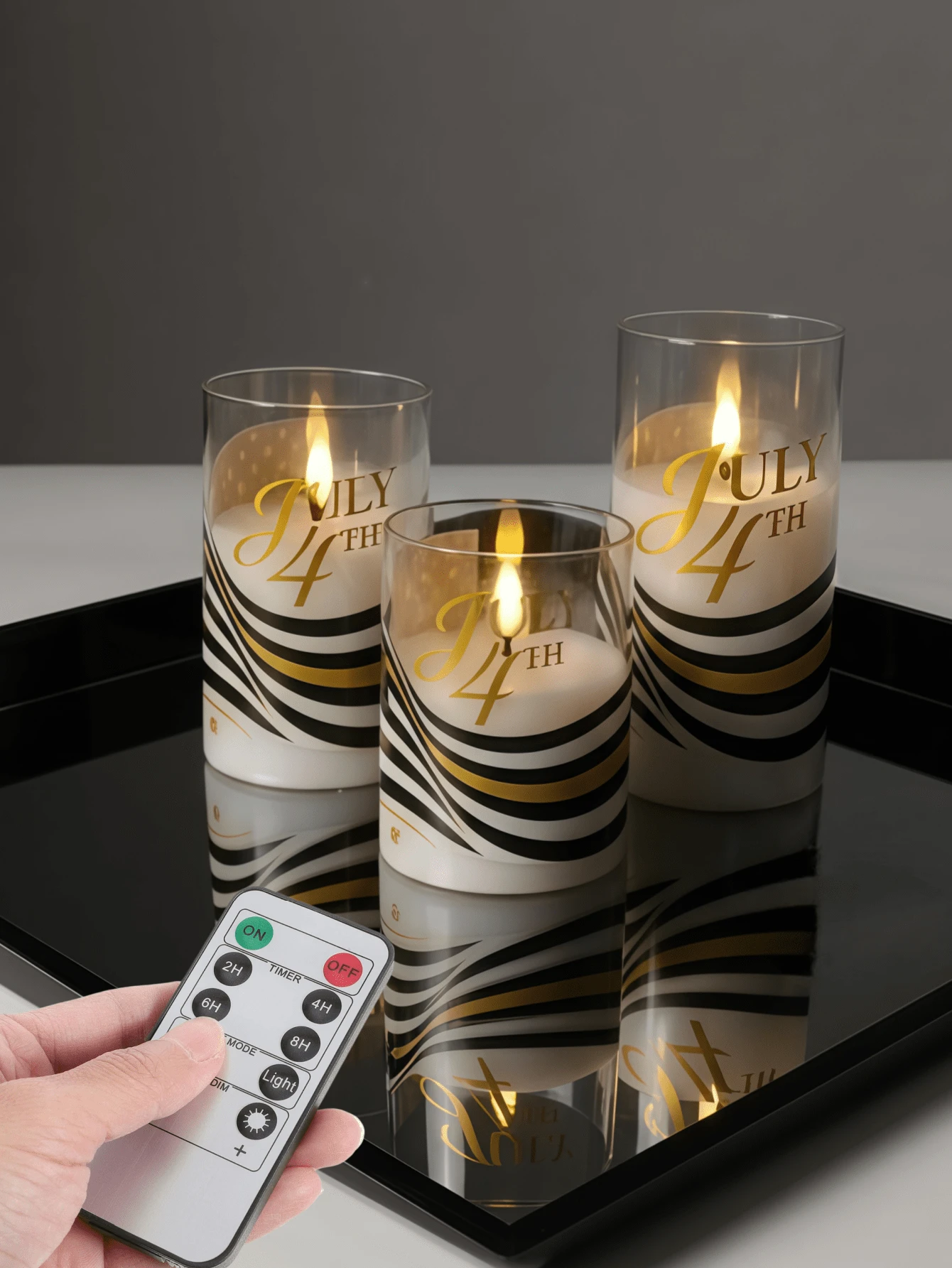 1/2/3pcs Flameless Candle Lights With Remote Control/Timer, Battery Operated, Warm Light Candle Lamps, Suitable For Table Centerpiece Decoration, Perfect For US Independence Day And Holiday Atmosphere Decor - Transparent - View 1