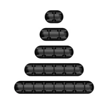 5 piezas Organizador de cable USB de silicona, enrollador de cable de carga USB, clip de gestión de cables de escritorio, clip de fijación de cables, adecuado para accesorios de ratón y auriculares - 5 clips negros - Ver 10