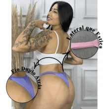 Set Of 10 Bikini Panties, Double String Thong With Straps, Premium Microfiber, Women's Lingerie, 100% Cotton Lining, 3, 5 Or 10 Pieces. - 5件套裝組合裝 - 查看 3
