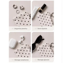 1pc Cute Polka Dot Portable PU Leather Glasses Case, With Snap Button Design, Built-In Glasses Cleaning Cloth And Hanging Ring, Perfect For Carrying Glasses - Multicolor - View 6