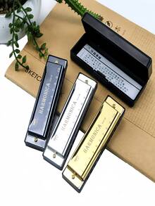 10 Hole Blues Harmonica, Compact Pocket-Sized Diatonic Harmonica, C Key With Storage Case, For Beginners, Daily Practice & Live Performances - Multicolor - View 3