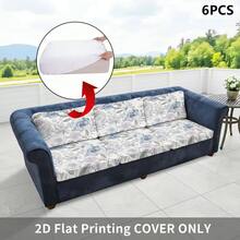 1pc/2pcs/6pcs/8pcs Set Floral & Plant Digital Print Outdoor Sofa Cover (Sofa Cover Only, Sofa Not Included), Protect Sofa Furniture, Home Decor, Machine Washable Patio Cushion Cover With Elastic Hem, Outdoor Sofa Seat Cushion Cover, Patio Furniture Cover, Living Room Furniture Protector, Suitable For Garden, Park, Indoor & Outdoor Sofa Cushion, Sectional Sofa And Armchair - B - View 2