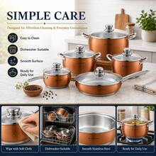5pcs Vintage Floral Enamel Cookware Set, 16-24cm Graduated Sizes, Steel Rim Durable Pots With Glass Lids, Large Capacity - View 6
