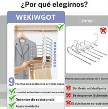 Percha para pantalones de 9 capas (2 unidades), perchaahorradora de espacio, estante de ropa multifuncional, organizadorde armario para pantalones, vaqueros, leggings y faldas, regalo deverano - Übersicht 5