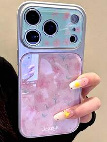 可愛全螢幕粉色花卉亮面果凍防震手機殼，適用於 iPhone 17 Pro Max、17 Pro、17、16 Pro Max、16 Pro、16、15 Pro Max、15 Pro、15、14 Pro Max、14 Pro、14，時尚女孩 IMD 防震保護殼 - 粉紅色百合蝴蝶結 - 查看 1