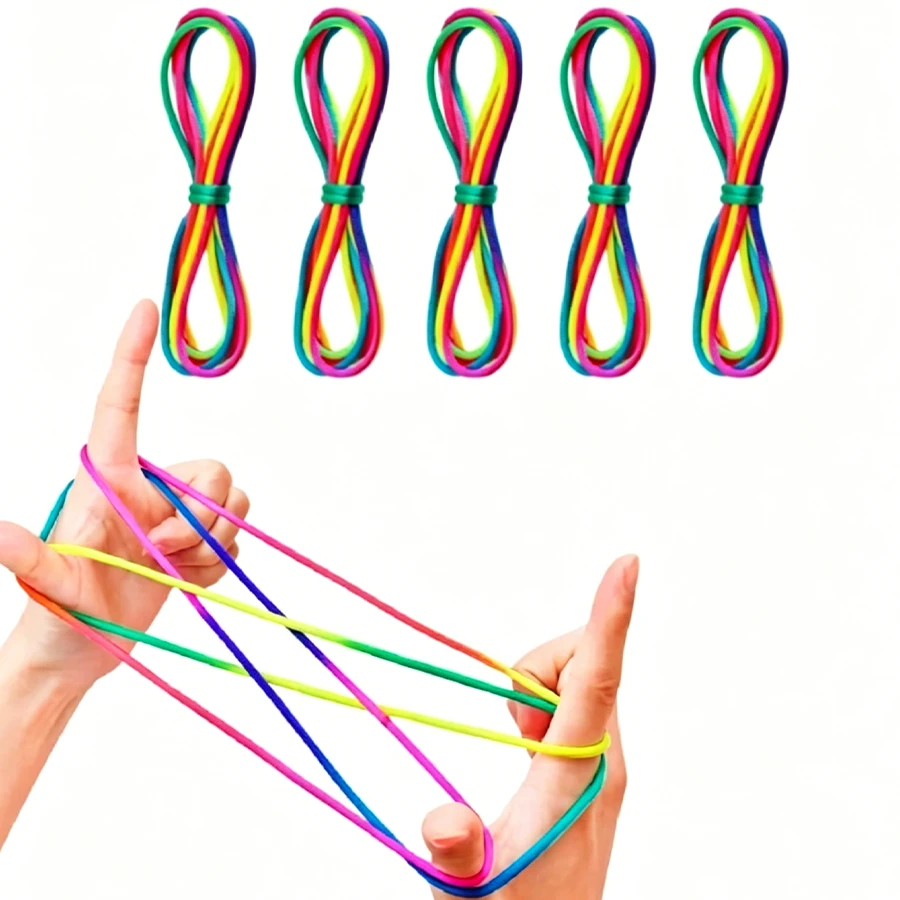 20 piezas Juego de cuerda de saltar, incluye figuras de cuerda de saltar, cama mecedora para gatos, cuerda de saltar para dedos, longitud de cuerda de 63 pulgadas, variedad de métodos de juego divertidos