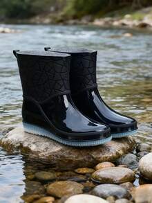 女士果冻防滑加厚雨靴，夏季户外塑料防水鞋，短款耐用雨靴 - A - 查看 3