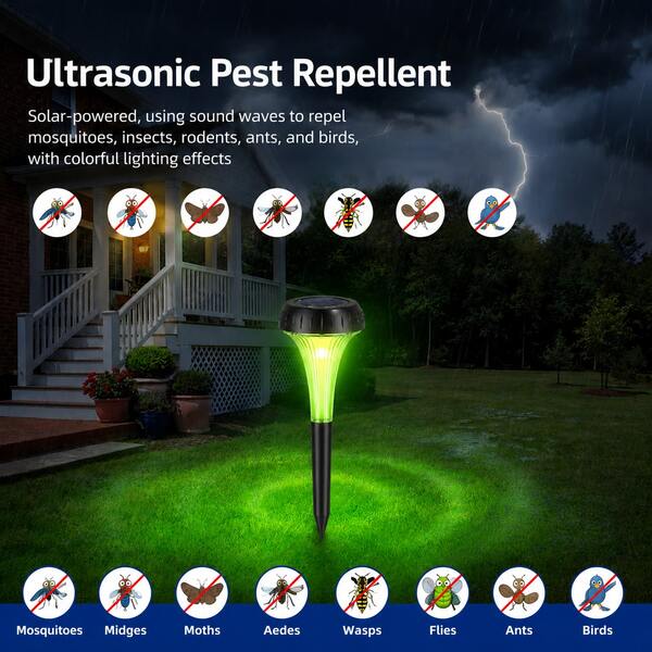 2pcs Solar Powered Mosquito Repellent Ground Stake Lights, Ni-MH Battery Powered, Outdoor Colorful Yard Mosquito Repellent Lawn Lights, Repellent Landscape Lights, Dual-Use Garden Pathway Lights