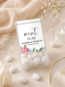 10-60PCs Custom Tic Tac Stickers Flower Labels For Containers, Personalized Mint Candy Wedding Favors, Floral Bridal Shower Party Favor Stickers, Graduation Decorations, Custom Wedding Labels For Mint Favors, Candy Buffet Decor - New2 - View 7